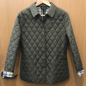 Burberry London Diamond Quilted Olive Jacket, szS